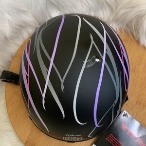 WSB NWT Half Face Beanie Pink & Purple Flat Black No Peak Helmet - ONE FLAW